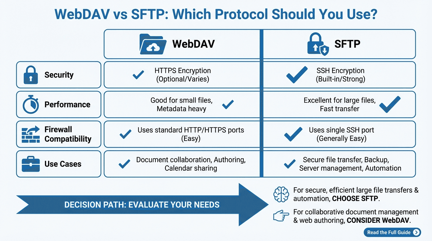 SFTP vs WebDAV: Differences and Use Cases