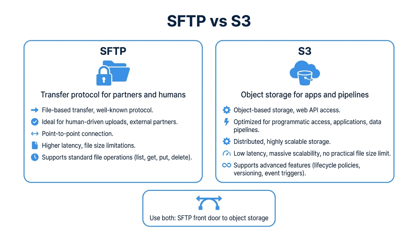 SFTP vs S3: When to Use Each (and How to Get Both)