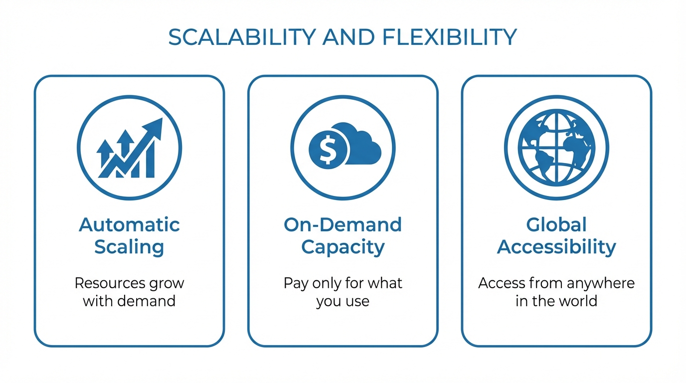 Scalability and flexibility - automatic scaling, on-demand capacity, and global accessibility